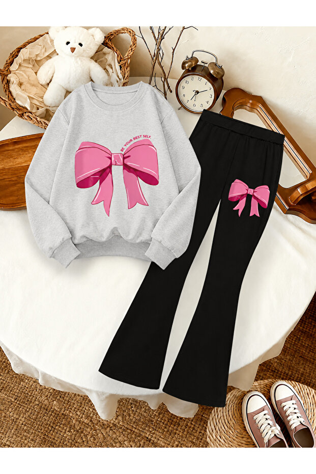 Girl's Crew Neck Sweatshirt and Spanish-Cut Leggings Set