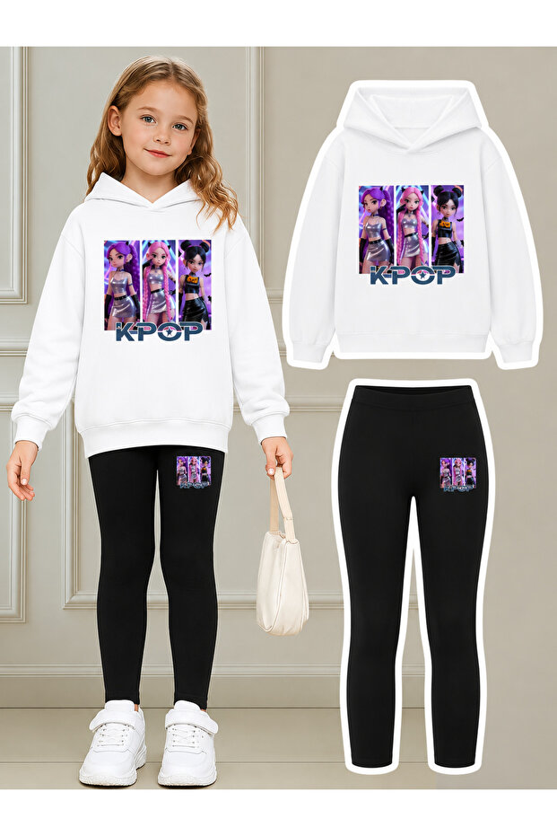 Girl's Crew Neck Sweatshirt and Leggings Set