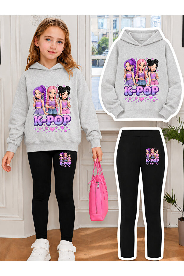 Girl's Crew Neck Sweatshirt and Leggings Set