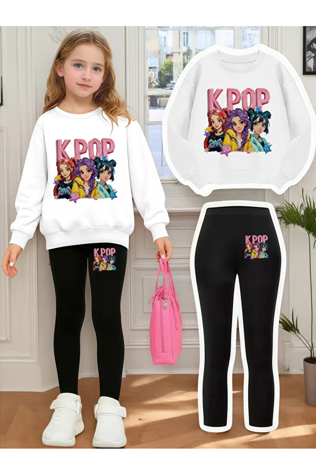 Girl's Crew Neck Sweatshirt and Leggings Set