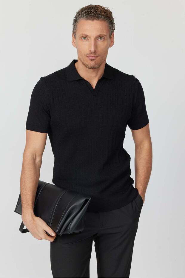 Men's Textured Knitwear T-Shirt