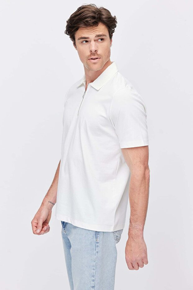 Men's Half Zip Polo Neck T-Shirt