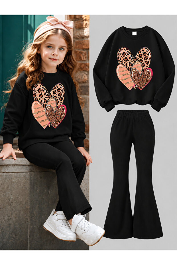 Girl's Crew Neck Sweatshirt and Spanish-Cut Leggings Set