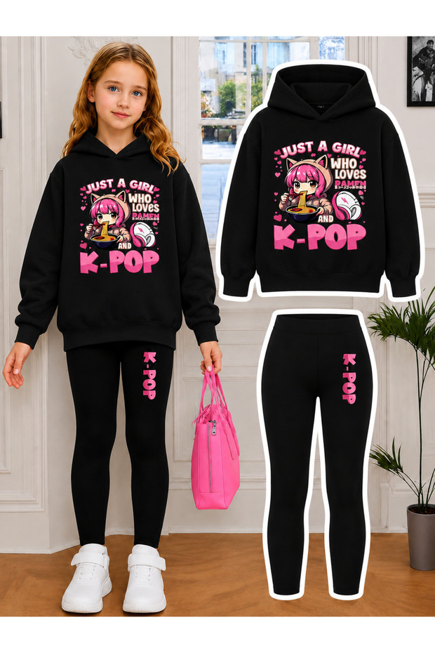 Girl's Crew Neck Sweatshirt and Leggings Set