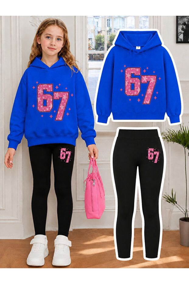 Girl's Crew Neck Sweatshirt and Leggings Set