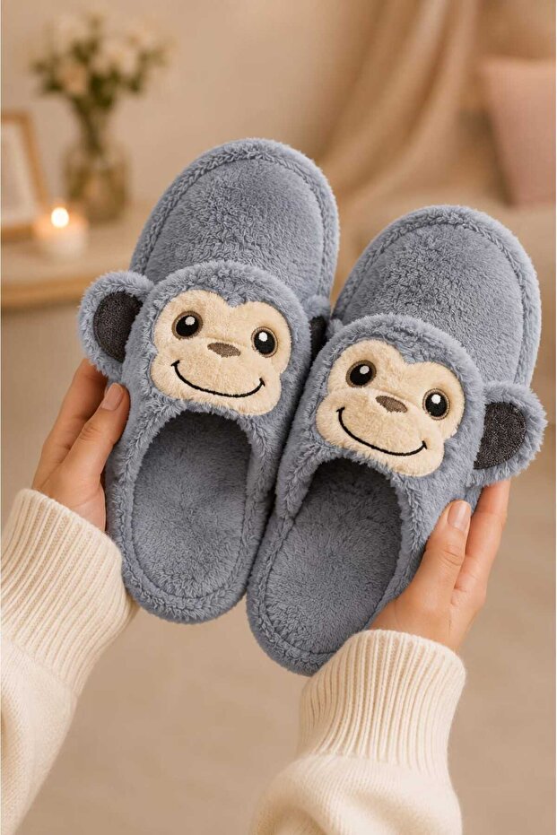 Monkey Figured, Soft, Warm, Comfortable, Winter Slippers, Plush House Slippers