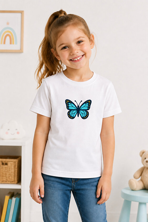Girl's Mixed Printed Cotton Combed Cotton T-Shirt
