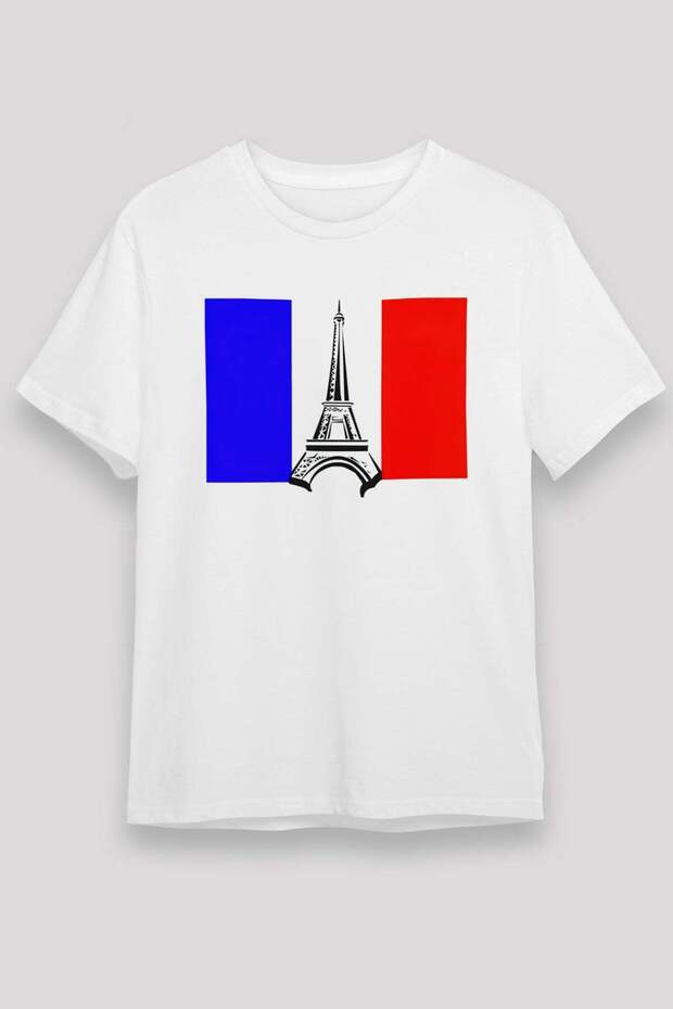 Eiffel Tower and France Flag Printed T-Shirt