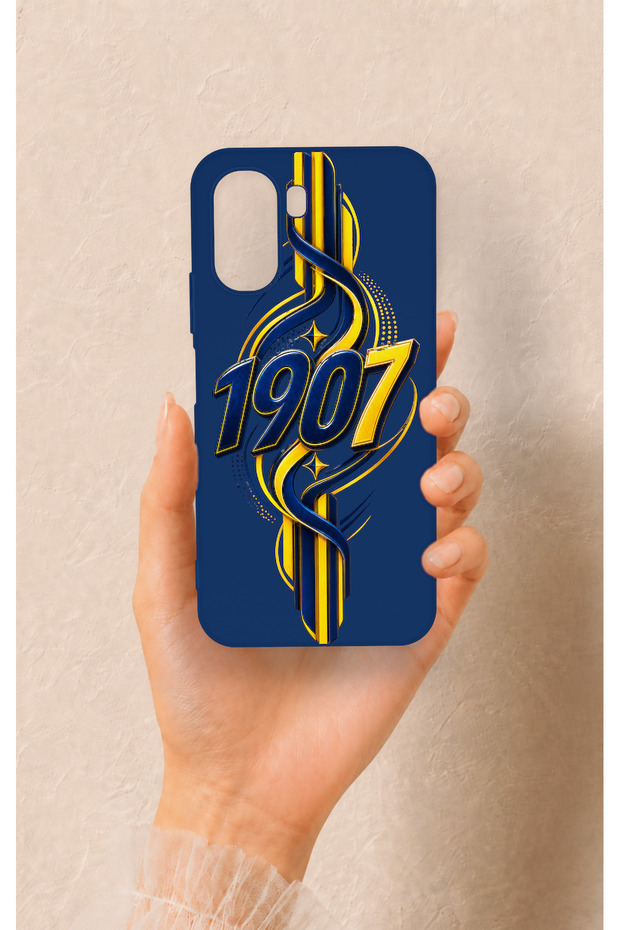 Oppo A6T Compatible Yellow Navy Blue Ivy Patterned Silicone Case