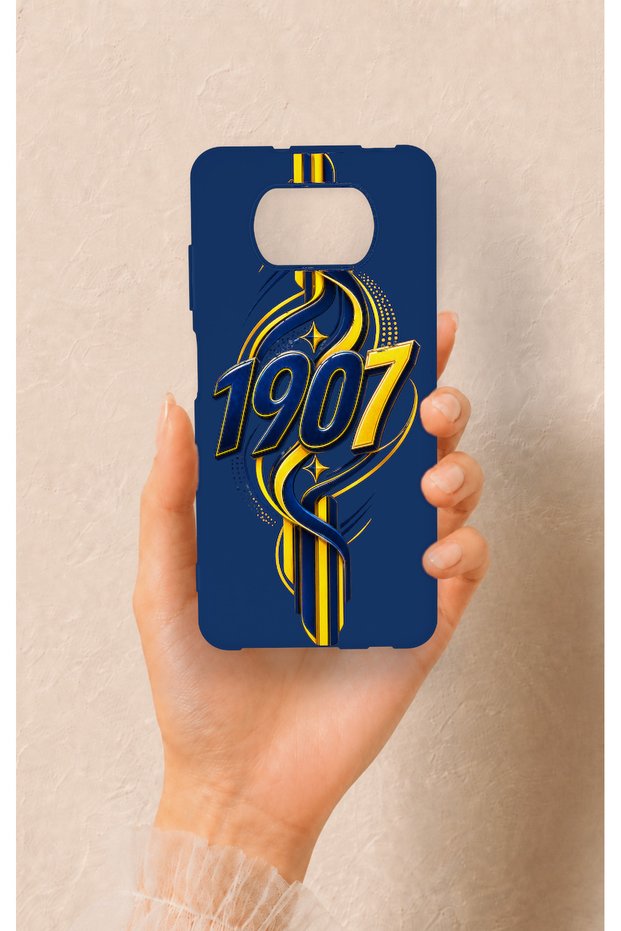Poco X3 Compatible Yellow Navy Blue Ivy Patterned Silicone Case