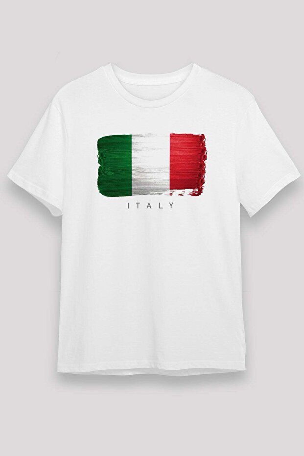 Italy Flag Brushstroke Printed T-Shirt