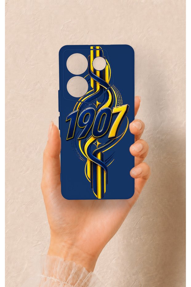 Tecno Camon 20 Pro Compatible Yellow Navy Blue Ivy Patterned Silicone Case