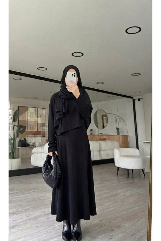 Women's Modal Fabric Hijab Top and Bottom Stylish Set