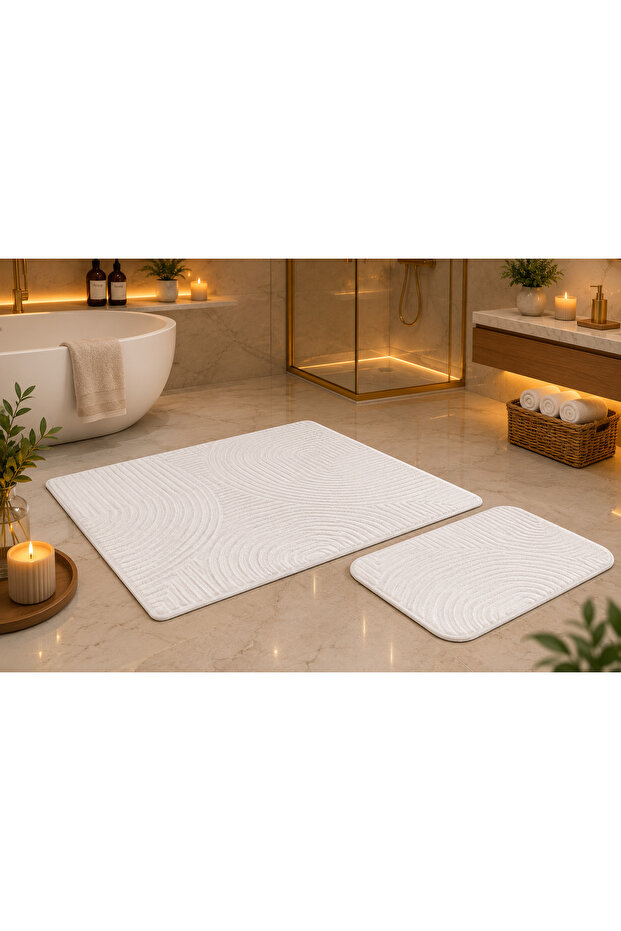 Dinarsu Rölyef 2-Piece Bathroom Set 60 cm X 100 cm and 50 cm X 60 cm