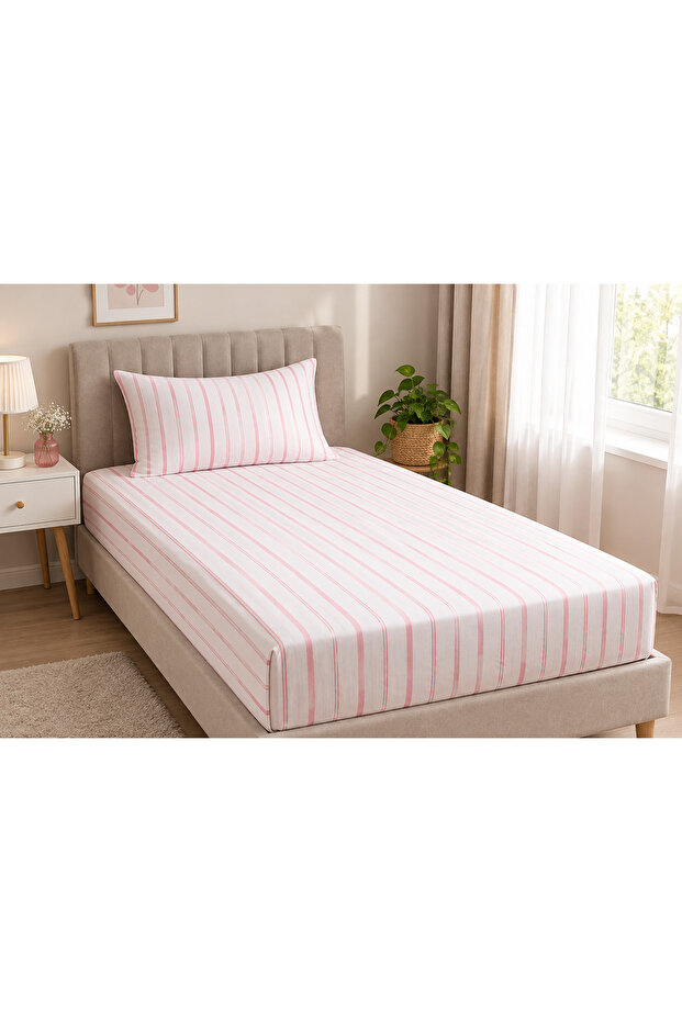 Single Elastic Sheet 100X200 cm Striped Patterned [Color]