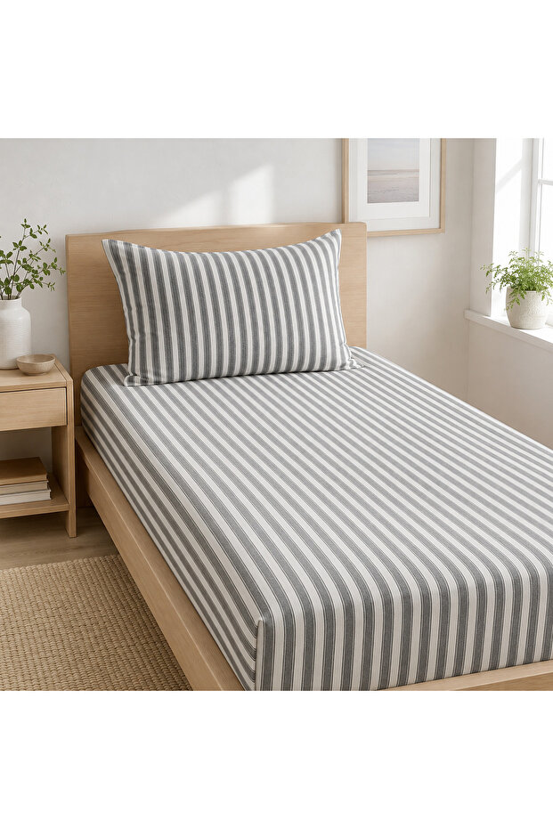 Single Elastic Sheet 100X200 cm Striped Patterned [Color]