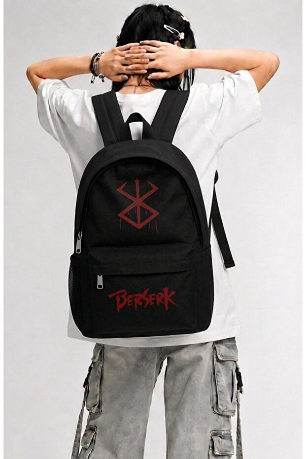 Unisex Berserk Logo Printed Backpack, Anime Themed School Bag