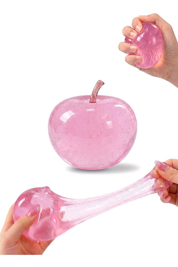 Apple Squishy 6cm Handmade Squeeze Toy – Non-Sticky Glutinous Stress Relief Fidget Ball for Adults & Kids | Translucent Gel Apple Squishy for Focus & Anxiety Relief | Best Unique Birthday Gift
