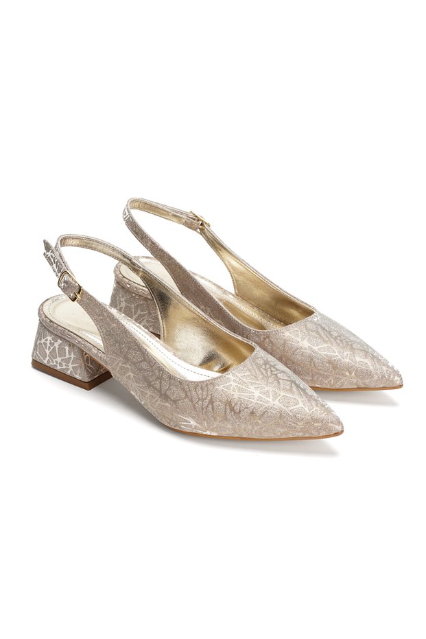 Women's Thick Heeled Patterned Evening Dress Shoes