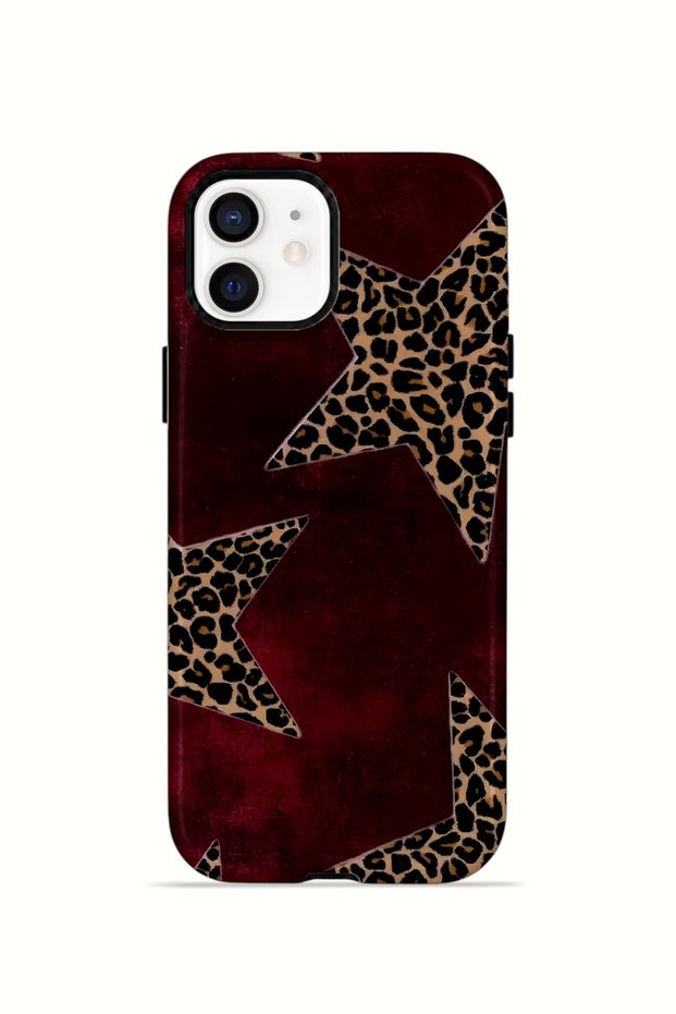 iPhone 12 Vorian Double Layer Case Bordeaux Leopard Star