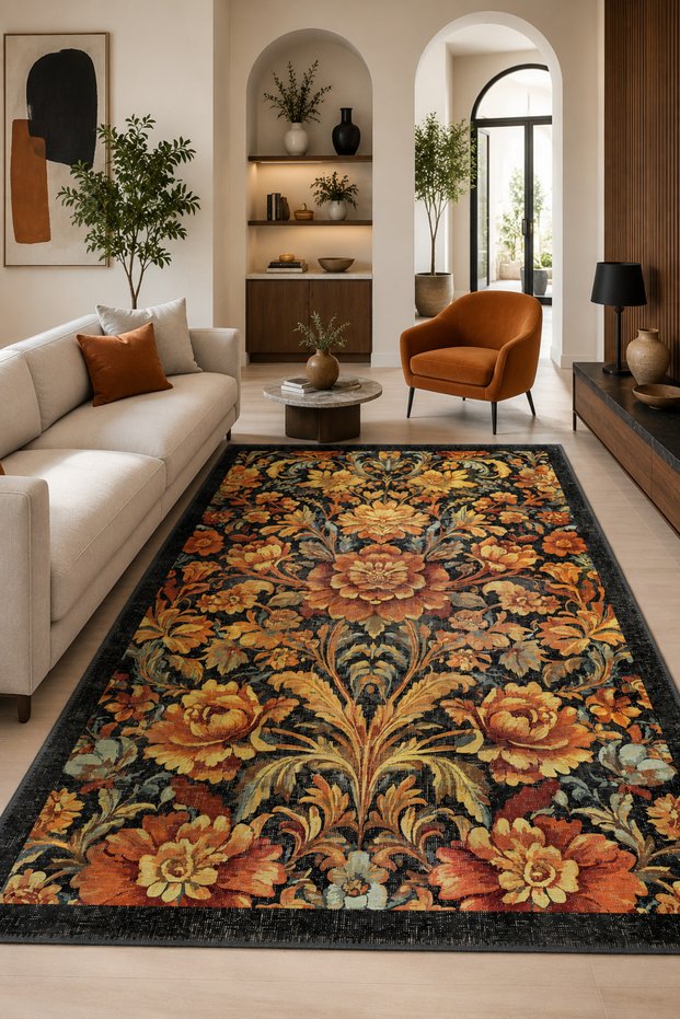 Decorative Carpet Non-Slip Base Stain-Resistant Washable Rug Custom Size Living Room Carpet 5010