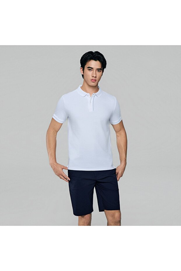 Men Slim Cotton Nylon Pique Polo