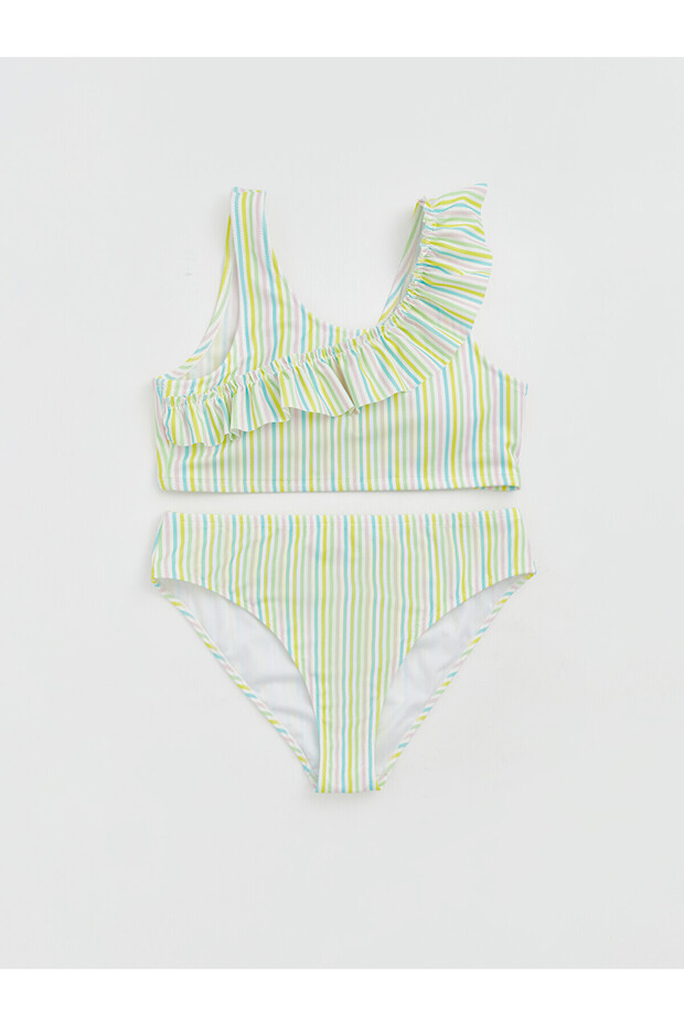 Nevavm Uv Protected Ruffled Girls' Bikini with Difference