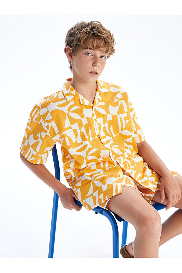 Two Mt Shop Quality Patterned Short Sleeve Boys' Shirt
