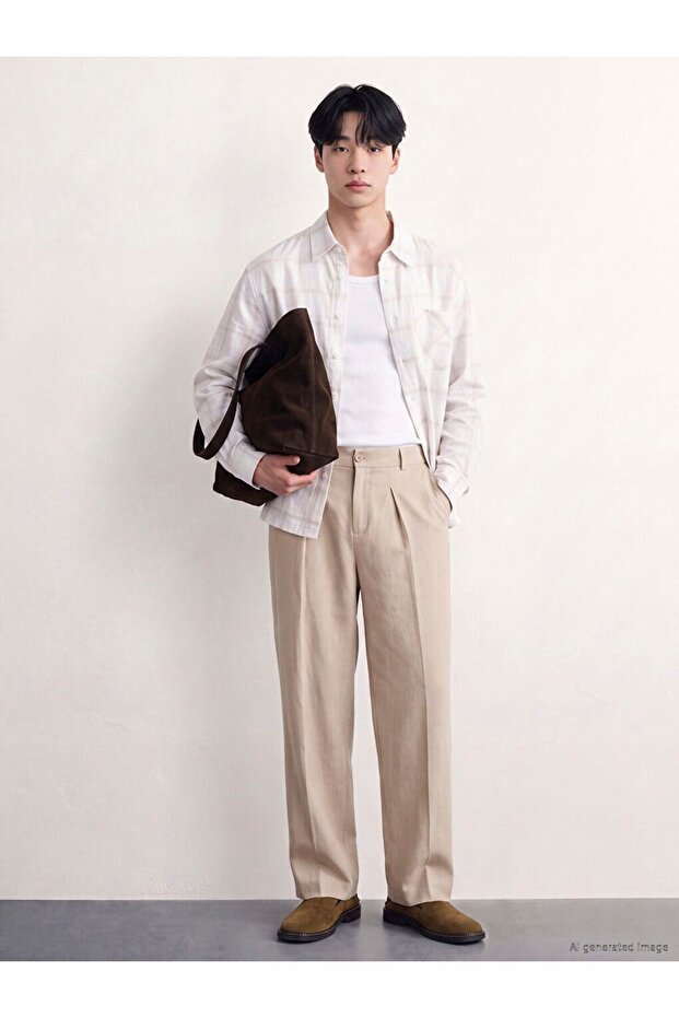 Xside Beige Loose Fit Men's Trousers