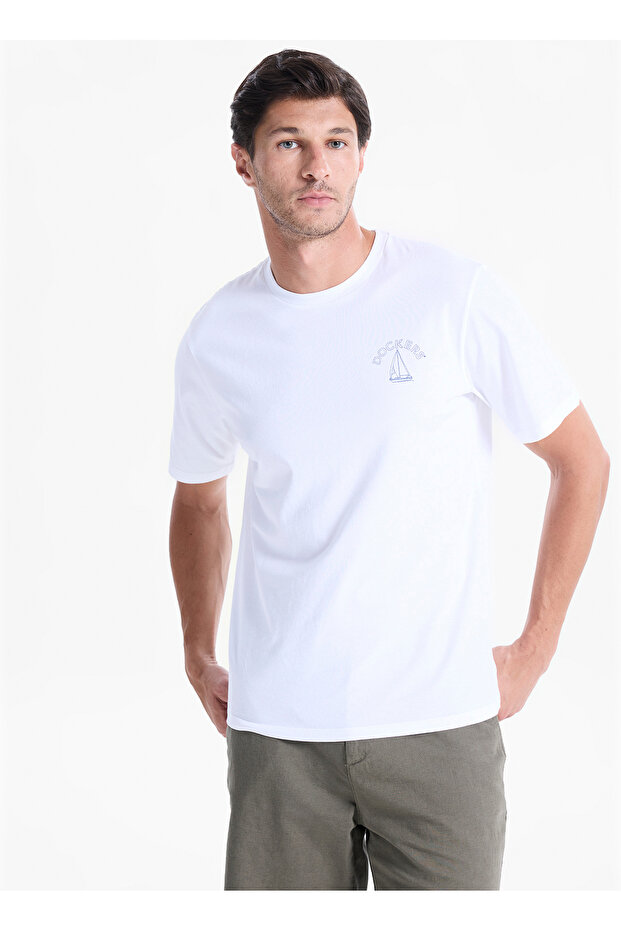 White Men's Regular Fit T-Shirt 004Mb-80