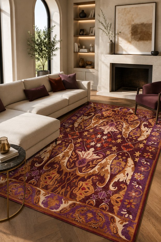 Decorative Carpet Non-Slip Base Stain-Resistant Washable Rug Custom Size Living Room Carpet 5013