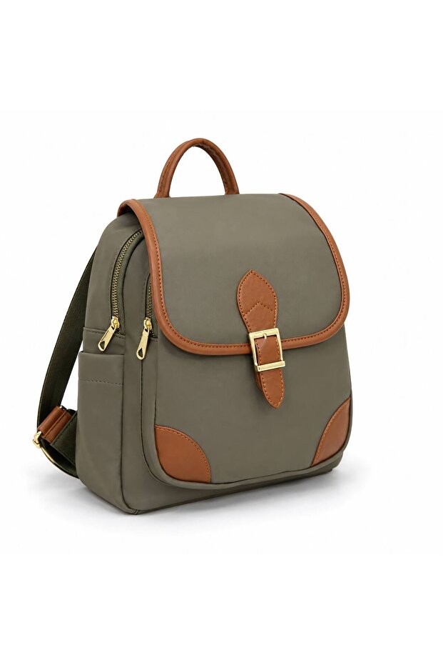 Satin Fabric Very Stylish Backpack Khaki Green