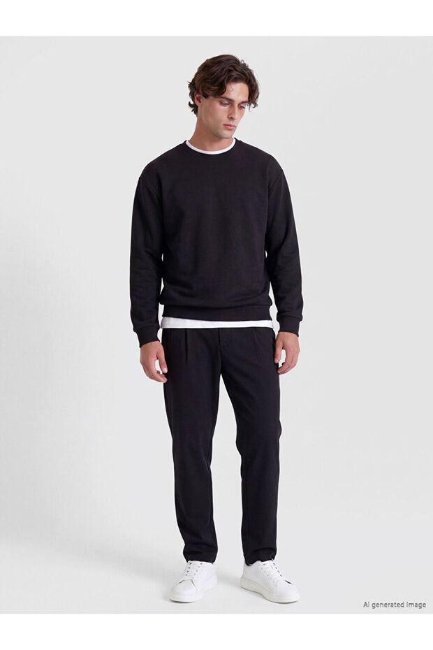 Lcw Vision Black Slim Fit Men's Pleated Trousers