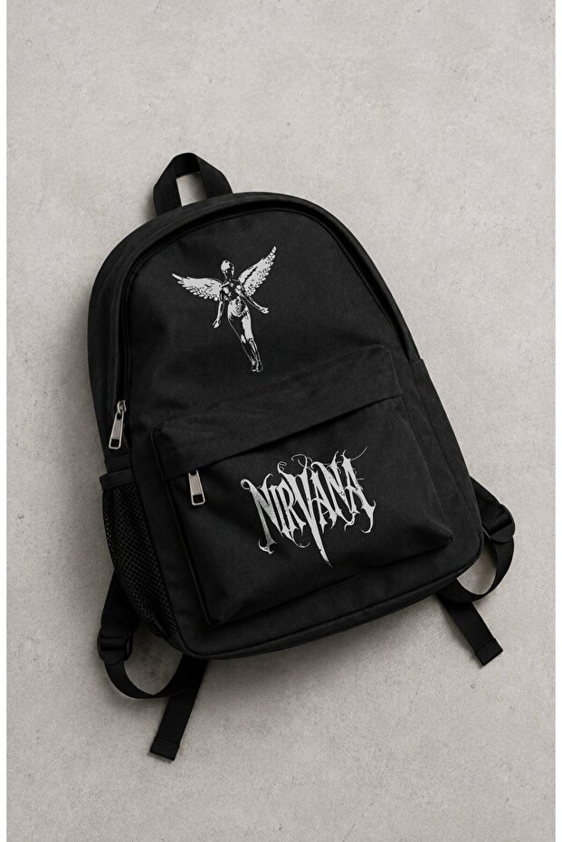 Unisex Nirvana Printed Backpack, Rock Band Themed School Bag