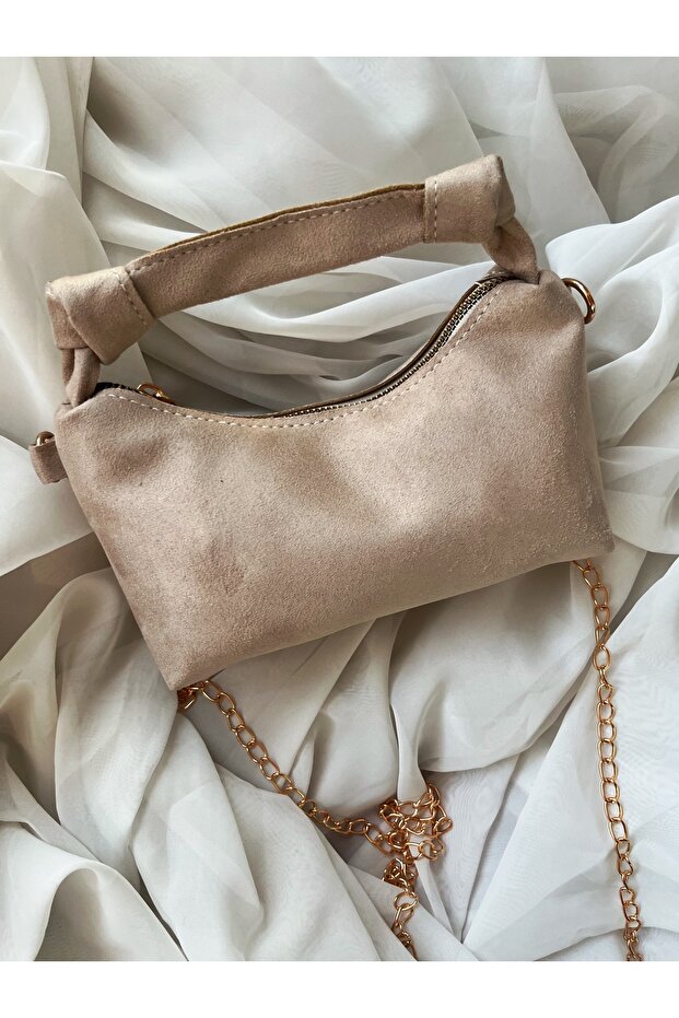 Suede Mink Soft Modern Leather Stylish Twist Detailed Elegant Chain Strap Hand and Shoulder Bag. ((Marteniçka Bracelet Is a Gift! ! ))