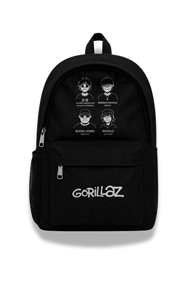Unisex Gorillaz Printed Backpack, Rock Band Themed School Bag