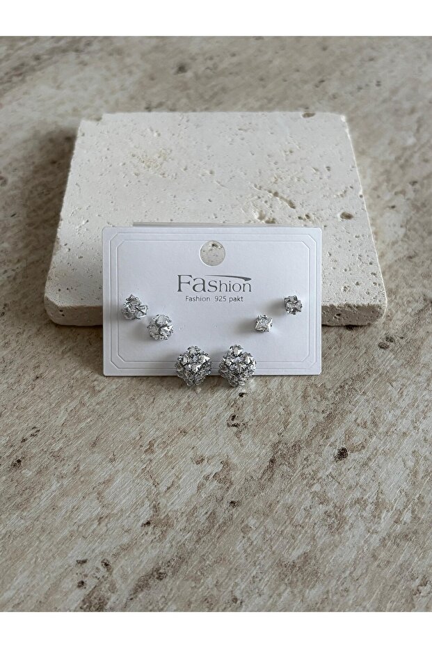 Stone Balls Silver Six-Piece Earrings