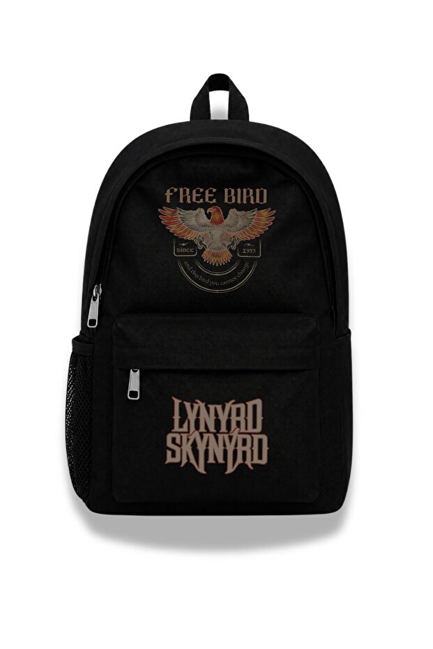 حقيبة ظهر مطبوعة للجنسين من Lynyrd Skynyrd Free Bird، حقيبة مدرسية ذات طابع فرقة الروك