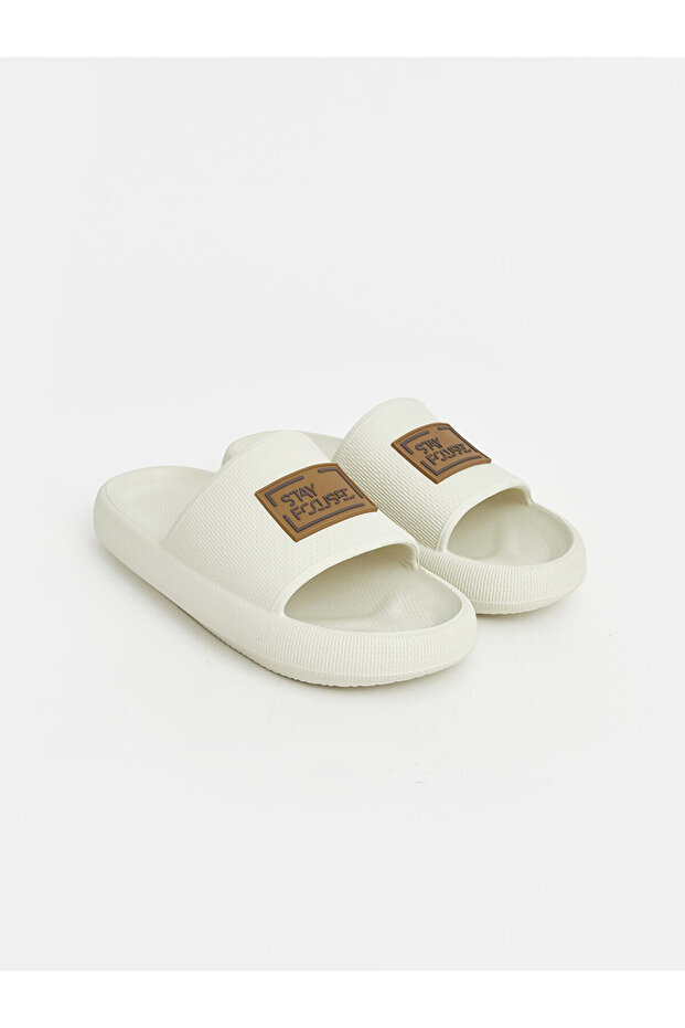 Lcw Steps Beige Thick Sole Printed Men's Slippers