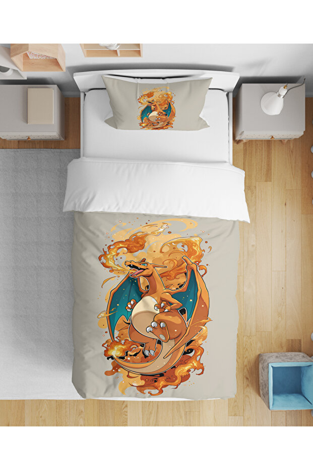 Dragon Colorful Patterned 3D Digital Printed Single Boy's Duvet Cover Set Without Sheets