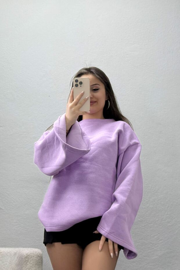 Women's 3 Thread Ribbed Spanish Sleeve Sweatshirt Lilac