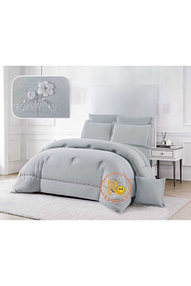 Sylvia Cool Microfiber Bedding Set with Embroidery (Double & Twin) | Rewaan - 120*200