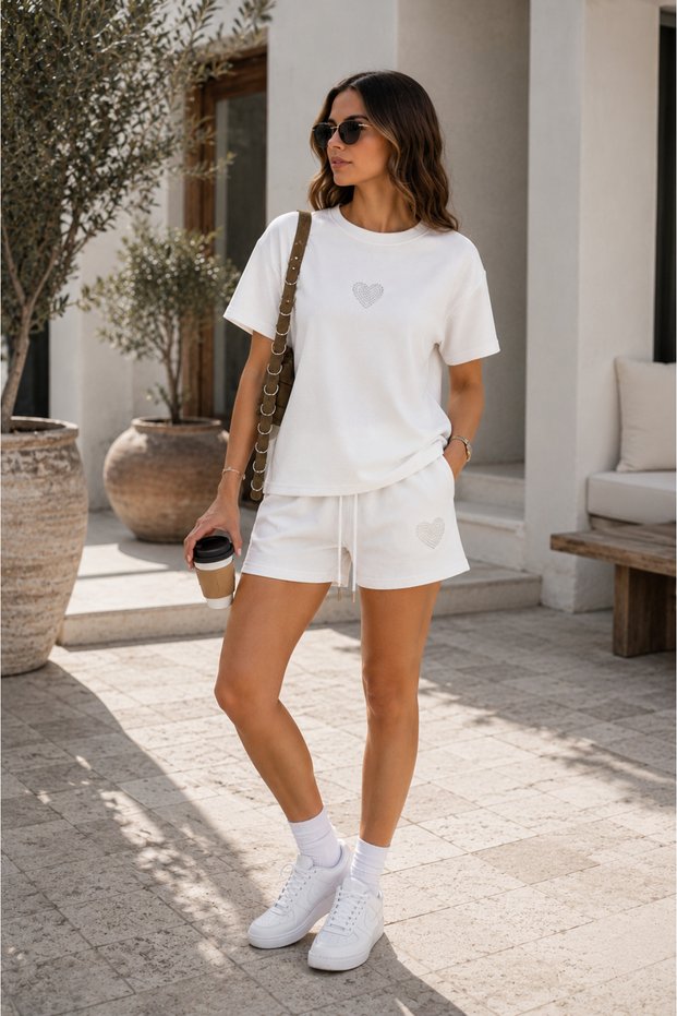 Women's Trock Stone Printed Modal Fabric Tshirt Shorts Set