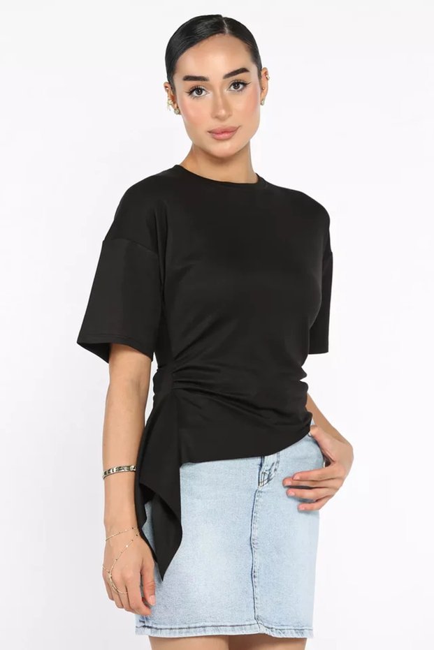 Women's Crew Neck T-Shirt with Side Detail