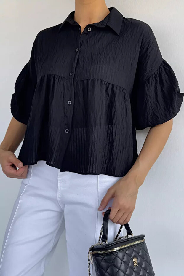 Women's Balloon Sleeve Gathered Shirt