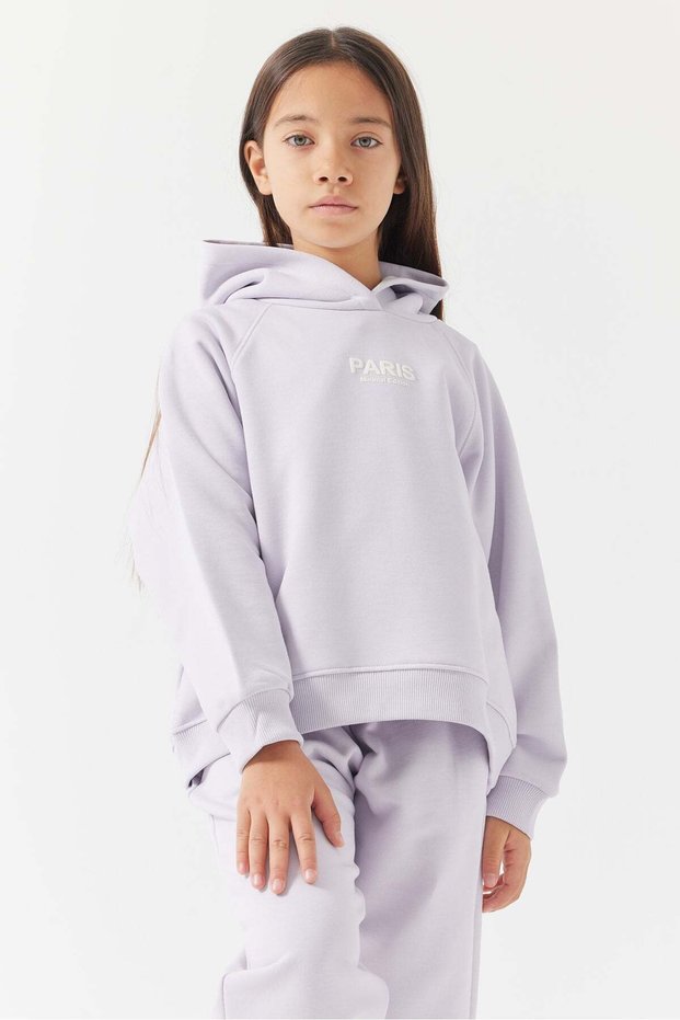 Girl's Text Printed Hooded Sweatshirt