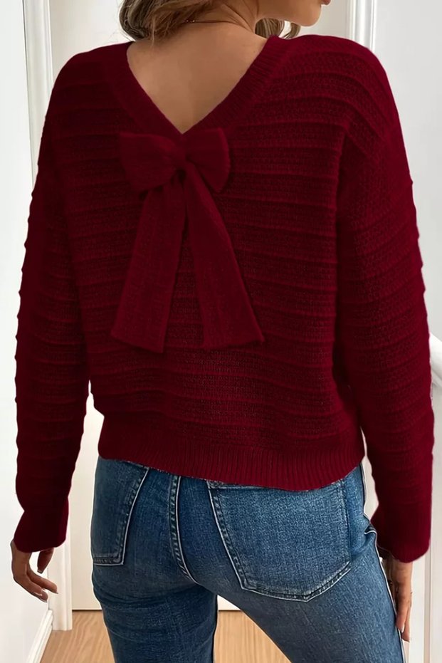 Gülseli Women's Knitwear Blouse with Bow on the Back
