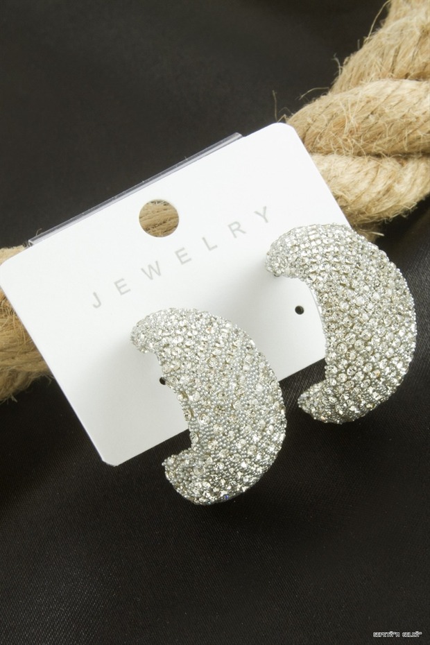 Spt-Gld Oval Stone Waterway Earrings (152446) Silver Color