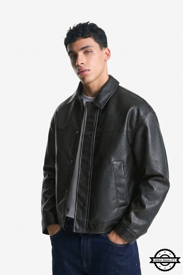 Zra Model Boxy Fit Viral Men's Leather Jacket Coat