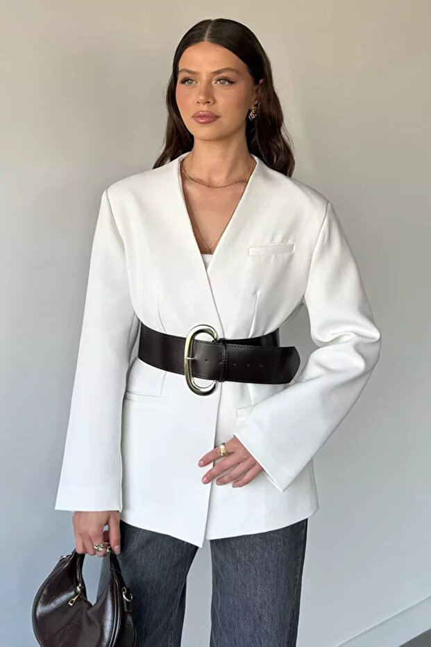 Perry Women's Blazer Jacket with Belt Accessories